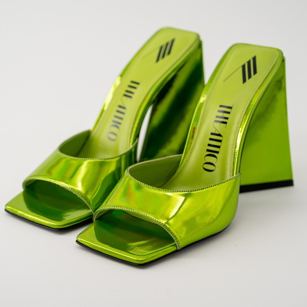 Size 37.5 The Attico Devon Mules Heels Lime Green